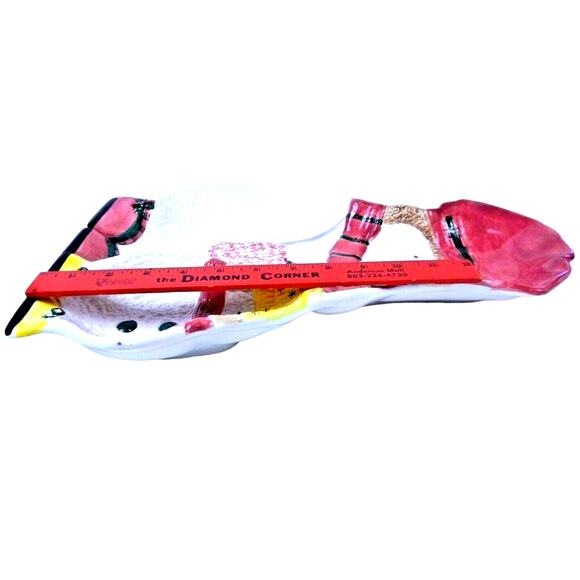 Vintage Huge Holiday Snowman Ceramic Serving Tray 16" by Cardinal Hand Painted - Picture 7 of 8